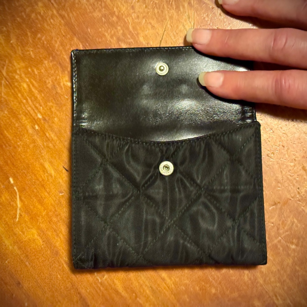 Prada Vintage w/ CoA Quilted Compact Wallet in Nylon & Leather Snap Closure EUC - Picture 4 of 5